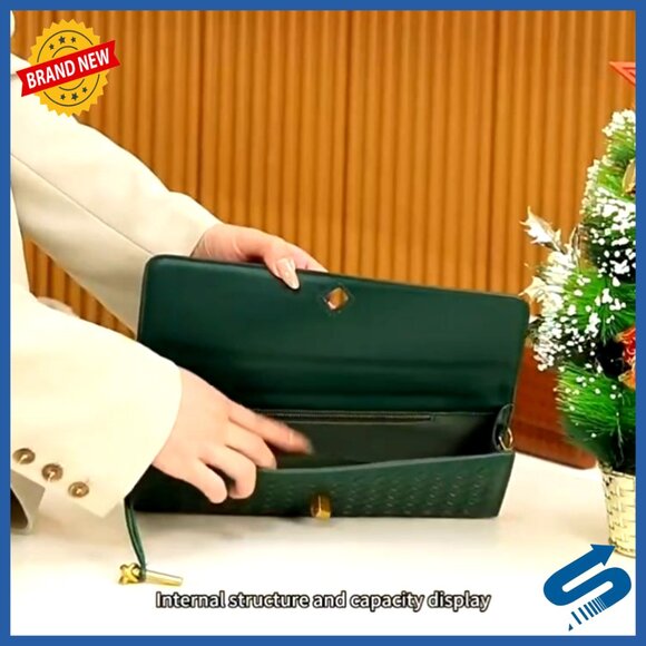Leather Woven Evening Clutch Purse with Detachable Straps for Wedding Party
